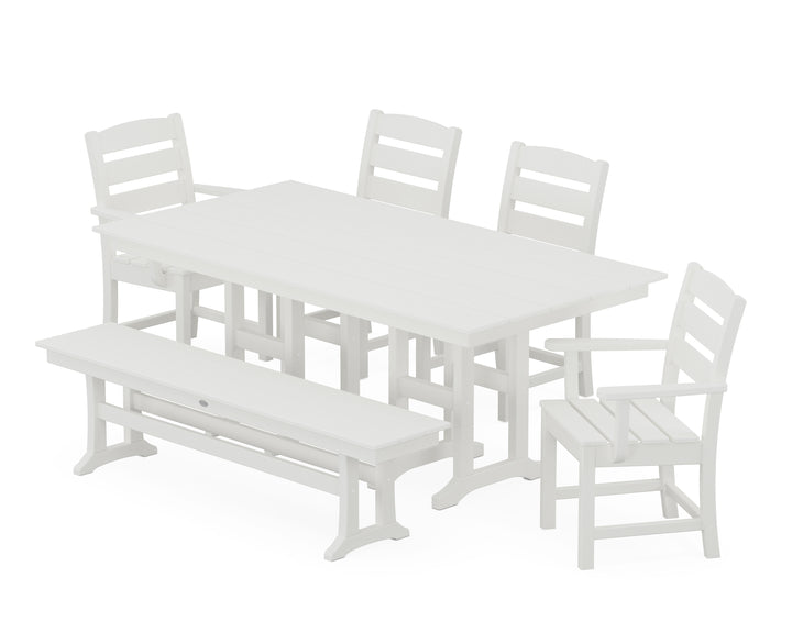 POLYWOOD® Lakeside 6-Piece Farmhouse Dining Set with Bench