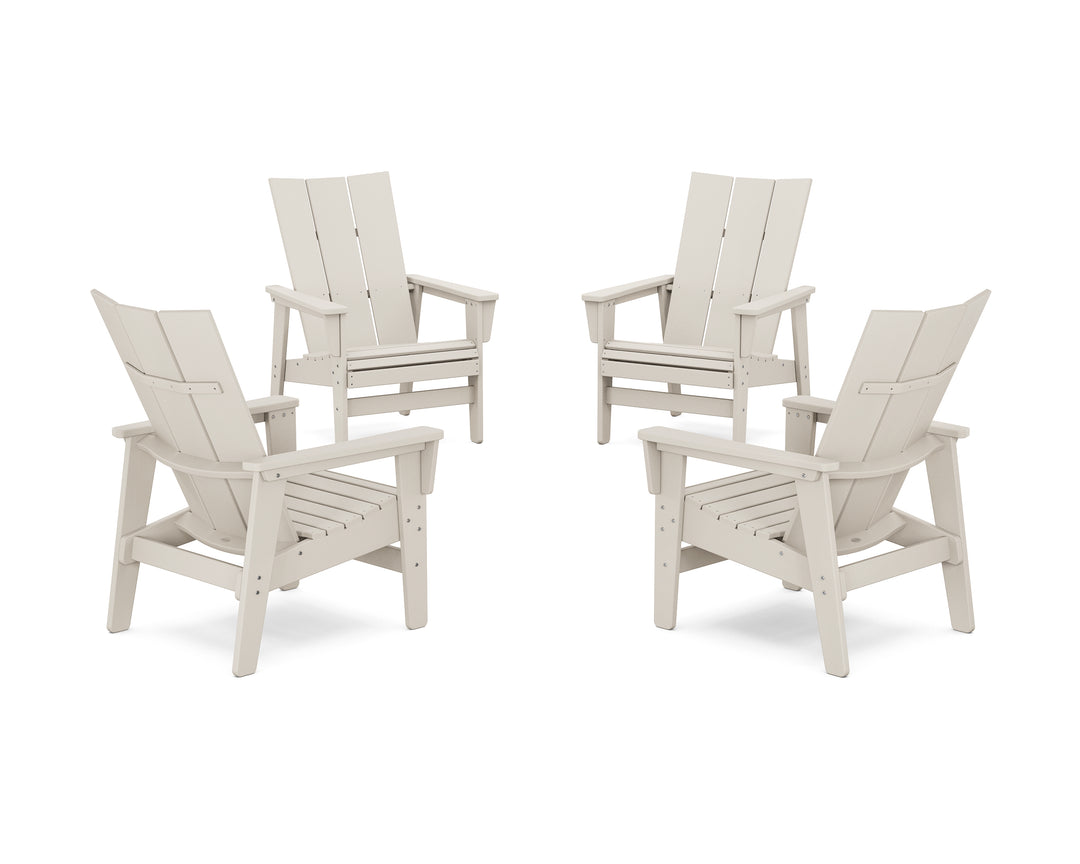 POLYWOOD® 4-Piece Modern Grand Upright Adirondack Chair Conversation Set