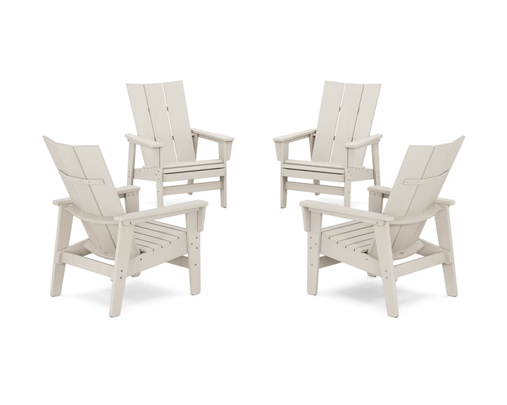 POLYWOOD® 4-Piece Modern Grand Upright Adirondack Chair Conversation Set