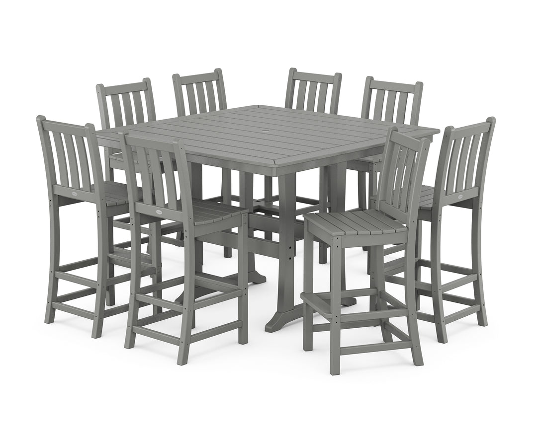 POLYWOOD® Traditional Garden 9-Piece Nautical Trestle Bar Set