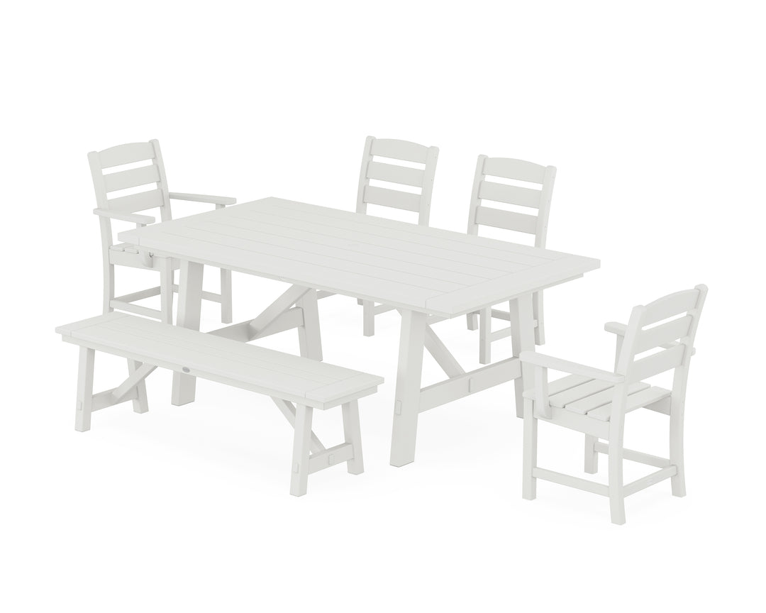POLYWOOD® Lakeside 6-Piece Rustic Farmhouse Dining Set With Bench