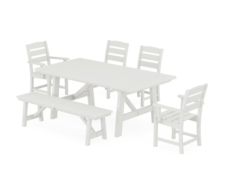 POLYWOOD® Lakeside 6-Piece Rustic Farmhouse Dining Set With Bench