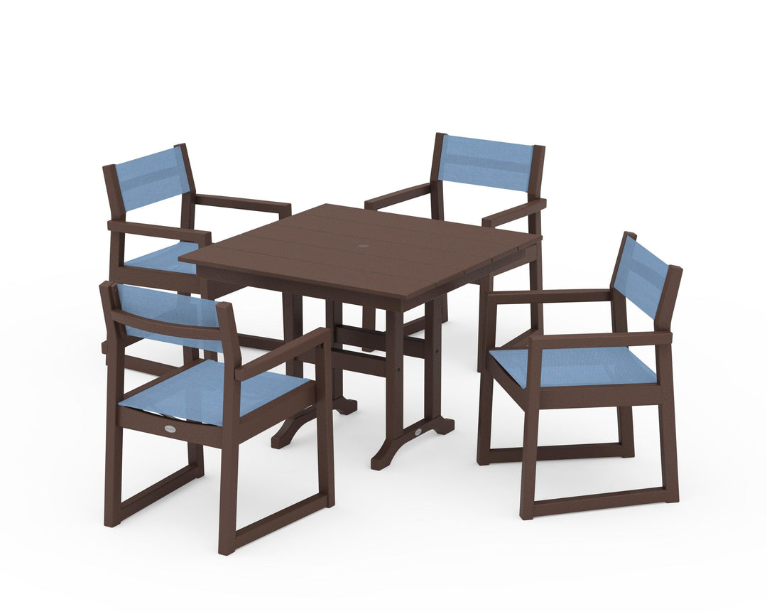 POLYWOOD® EDGE Sling Arm Chair 5-Piece Farmhouse Dining Set
