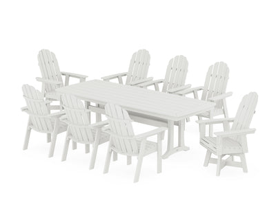 Vineyard Curveback Adirondack Swivel 9-Piece Dining Set with Trestle Legs