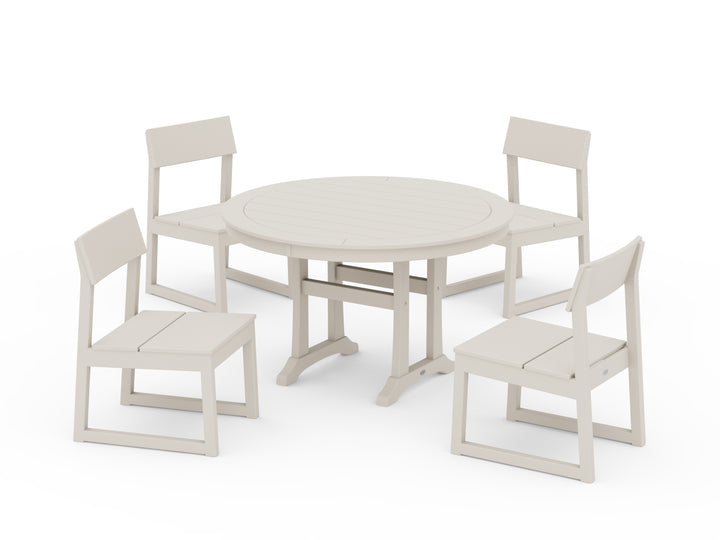 POLYWOOD® EDGE Side Chair 5-Piece Round Dining Set With Trestle Legs