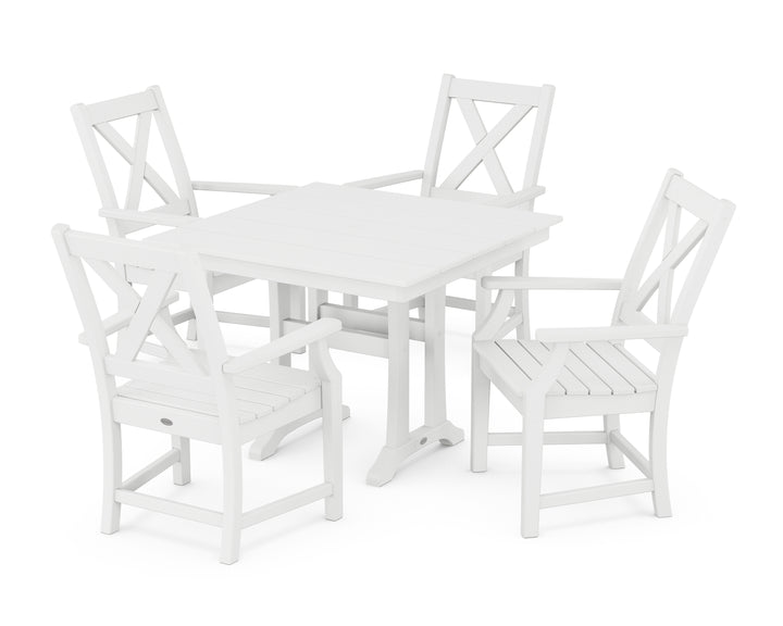 POLYWOOD® Braxton 5-Piece Farmhouse Dining Set With Trestle Legs