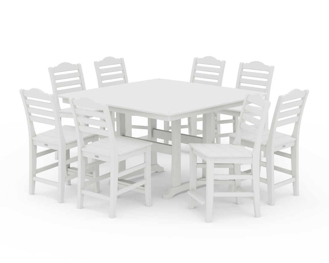 Draper James™ by  POLYWOOD® Savannah Side Chair 9-Piece Square Counter Set with Trestle Legs