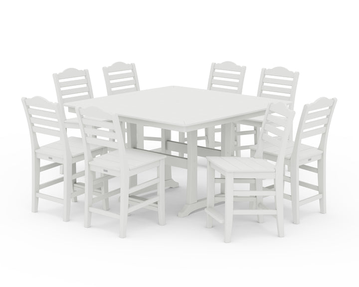 Draper James™ by  POLYWOOD® Savannah Side Chair 9-Piece Square Counter Set with Trestle Legs