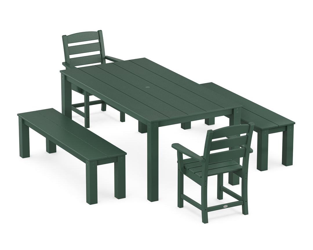 POLYWOOD® Lakeside 5-Piece Parsons Dining Set with Benches
