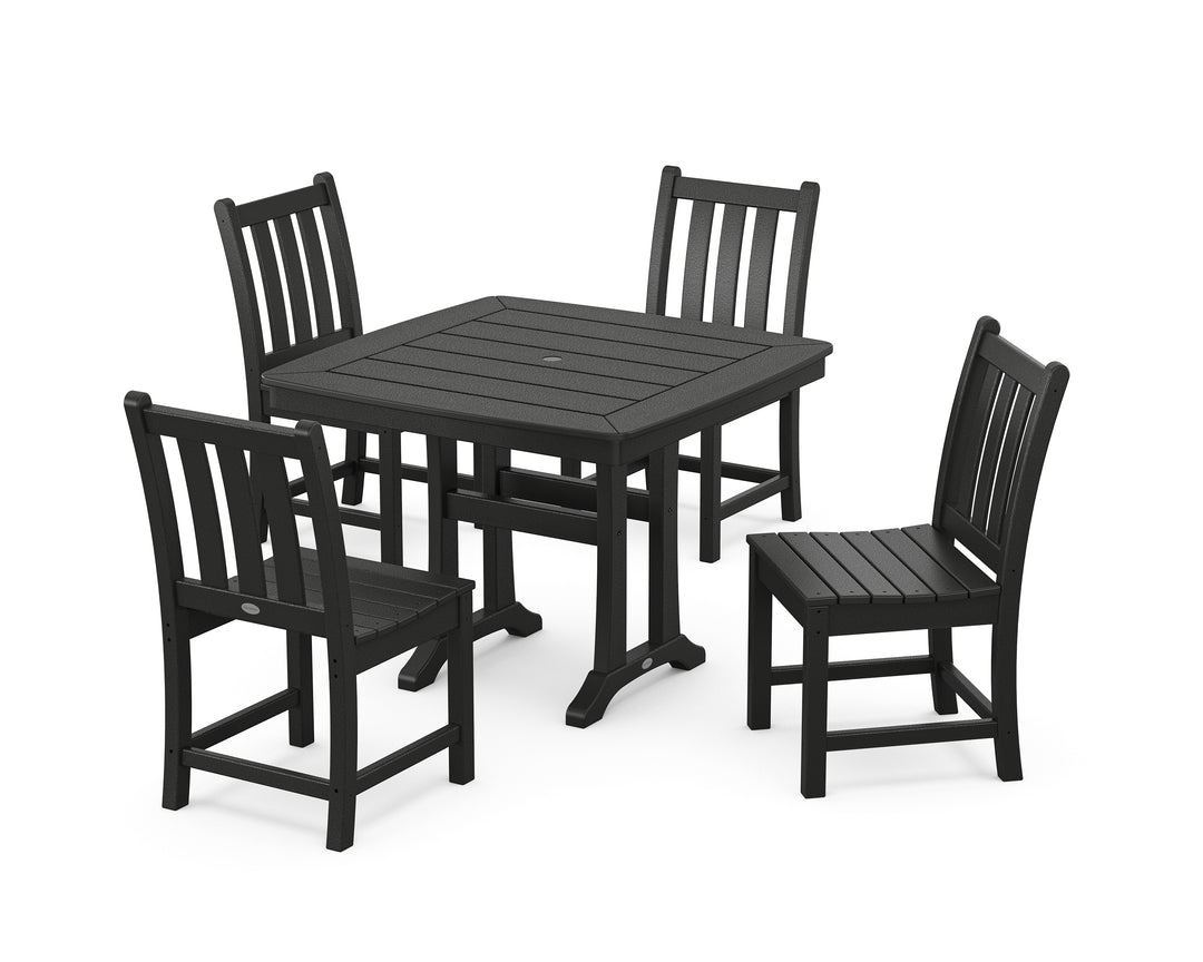 POLYWOOD® Traditional Garden Side Chair 5-Piece Dining Set with Trestle Legs