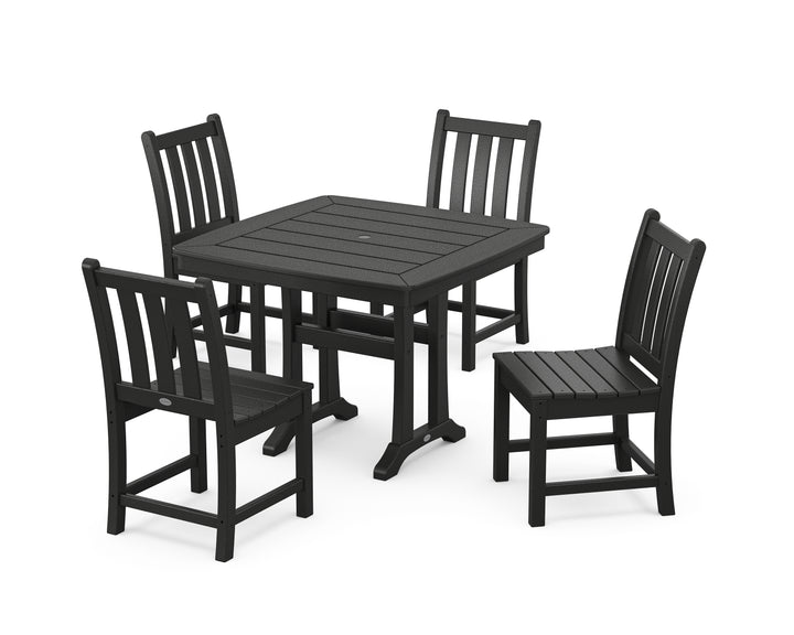 POLYWOOD® Traditional Garden Side Chair 5-Piece Dining Set with Trestle Legs
