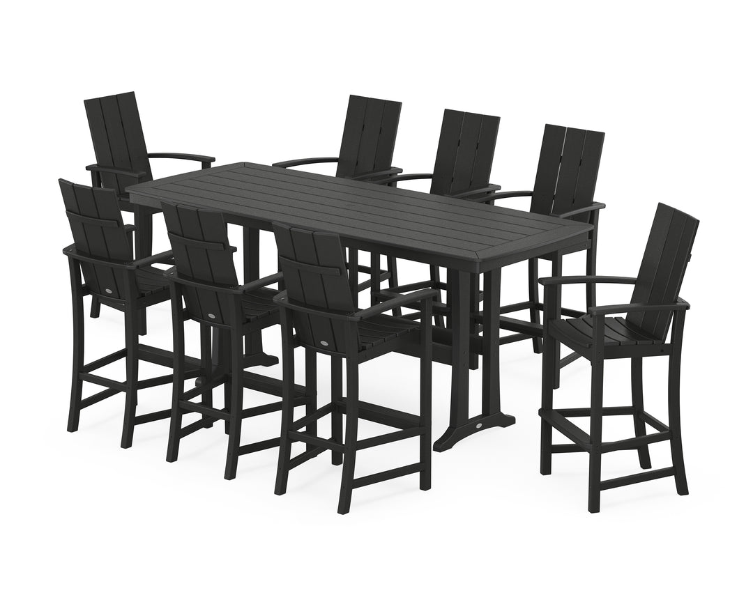 POLYWOOD® Modern Adirondack 9-Piece Bar Set with Trestle Legs