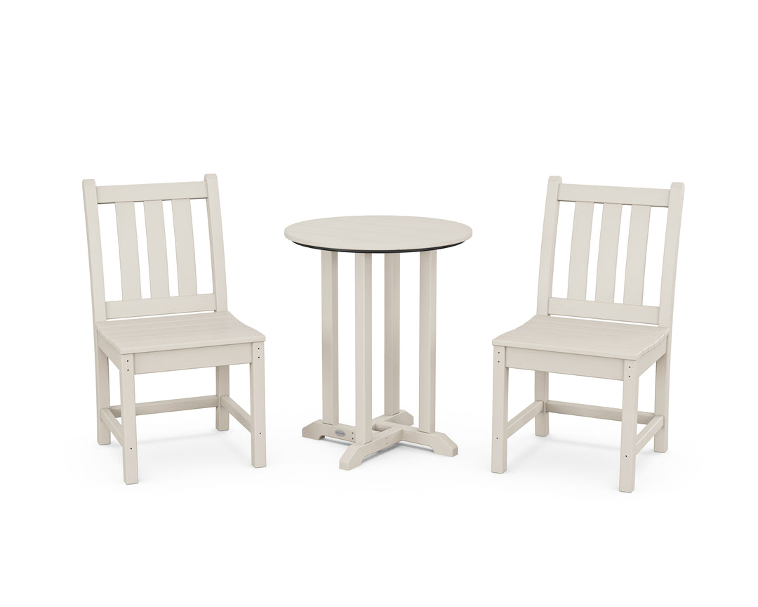 POLYWOOD® Traditional Garden Side Chair 3-Piece Round Bistro Dining Set