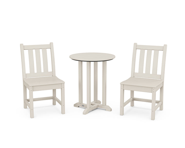 POLYWOOD® Traditional Garden Side Chair 3-Piece Round Bistro Dining Set