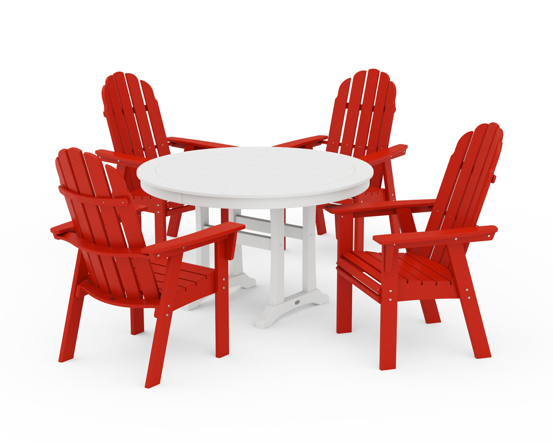 POLYWOOD® Vineyard Curveback Adirondack 5-Piece Nautical Trestle Dining Set