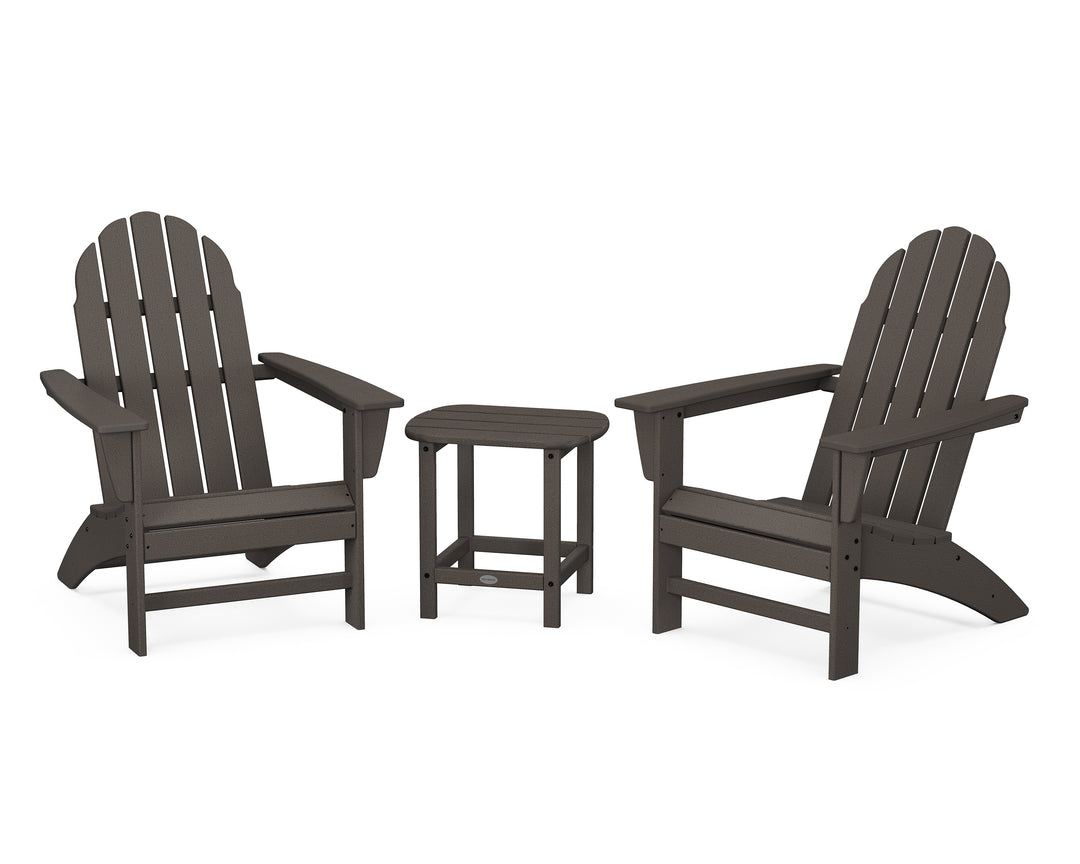 POLYWOOD® Vineyard 3-Piece Adirondack Set with South Beach 18" Side Table