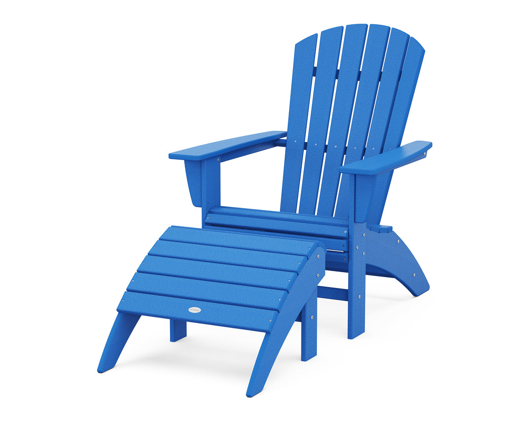 POLYWOOD® Nautical Curveback Adirondack Chair 2-Piece Set with Ottoman