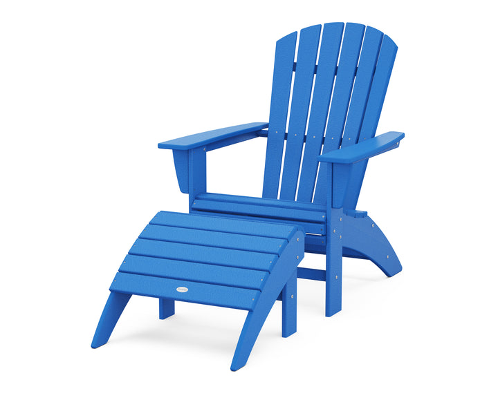 POLYWOOD® Nautical Curveback Adirondack Chair 2-Piece Set with Ottoman