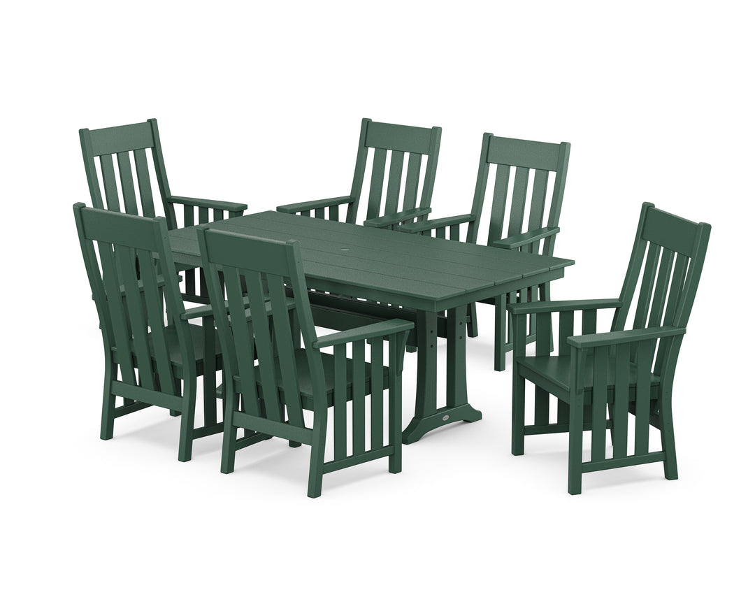 Martha Stewart by POLYWOOD® Acadia Arm Chair 7-Piece Farmhouse Dining Set with Trestle Legs