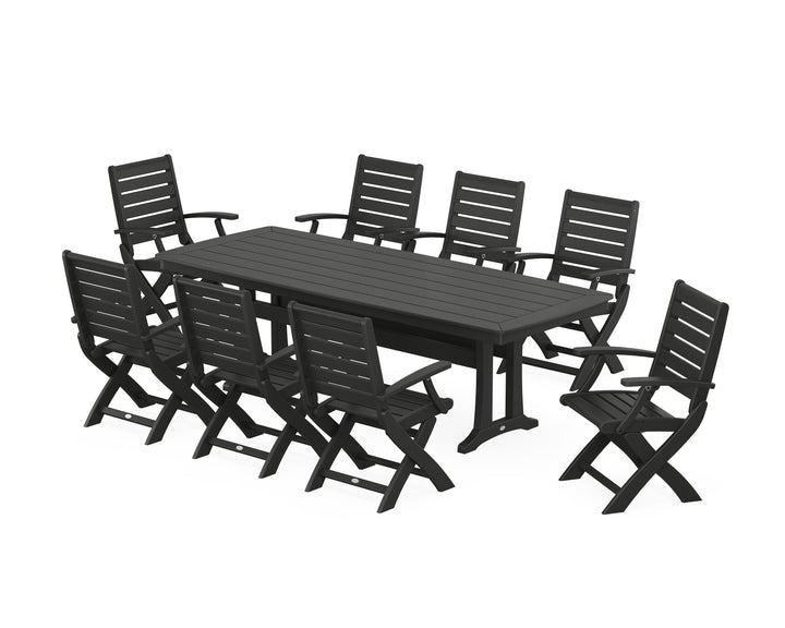 POLYWOOD® Signature Folding 9-Piece Dining Set with Trestle Legs