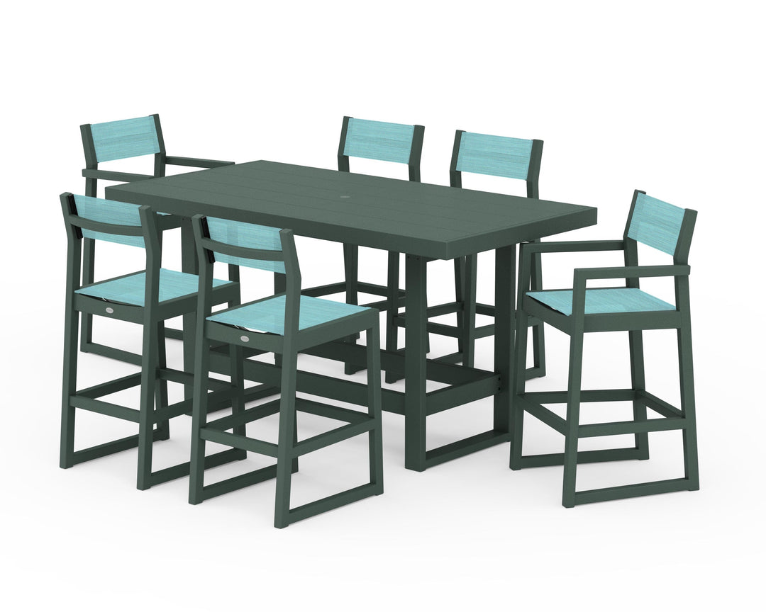 POLYWOOD® EDGE Sling 7-Piece Bar Table Set