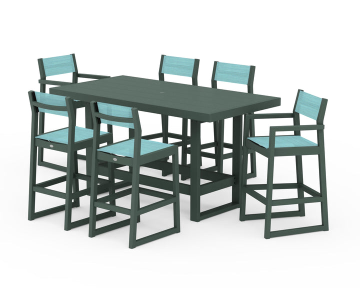 POLYWOOD® EDGE Sling 7-Piece Bar Table Set