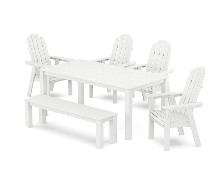 POLYWOOD® Vineyard Curveback Adirondack 6-Piece Parsons Dining Set with Bench