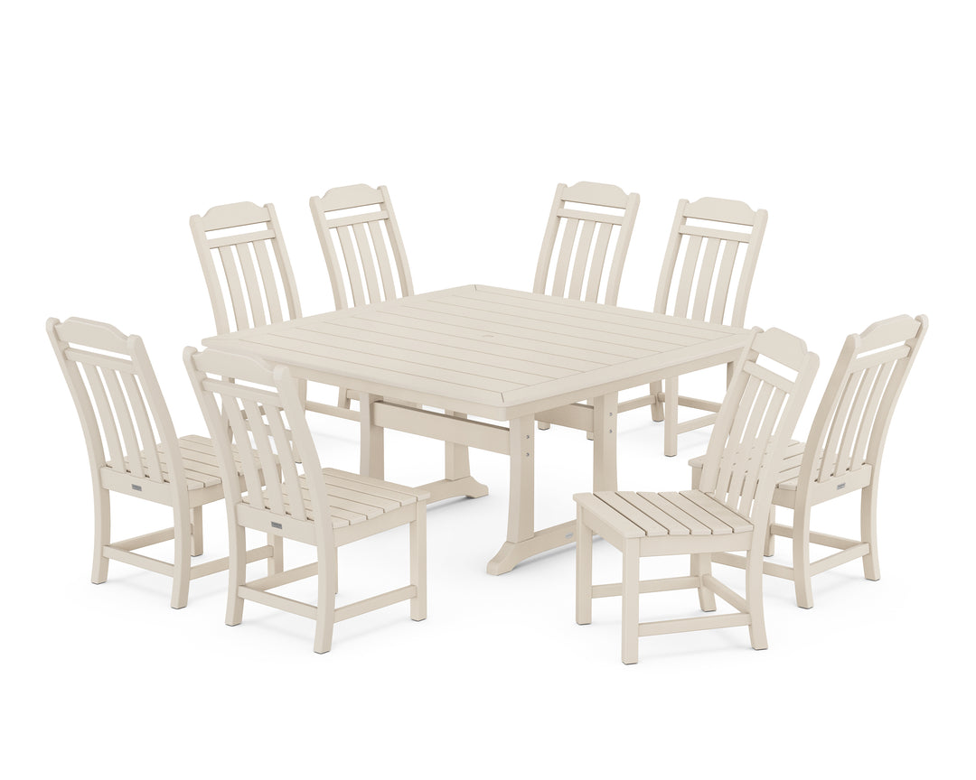 Country Living Cottage 9-Piece Square Side Chair Dining Set with Trestle Legs
