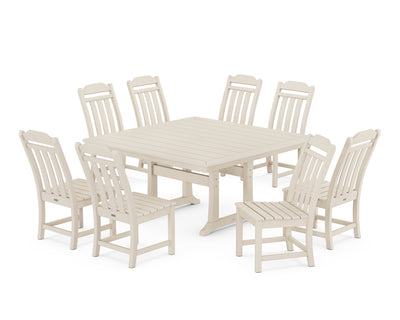 Cottage 9-Piece Square Side Chair Dining Set with Trestle Legs