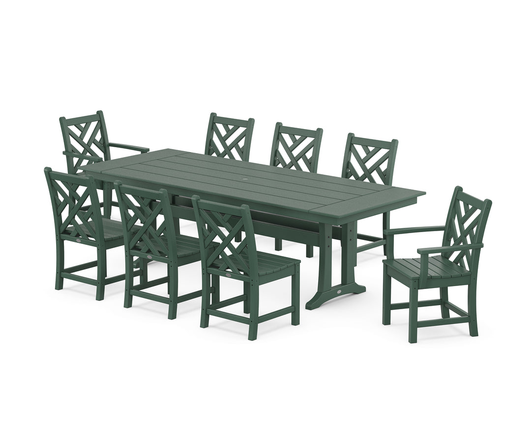 POLYWOOD® Chippendale 9-Piece Farmhouse Dining Set with Trestle Legs