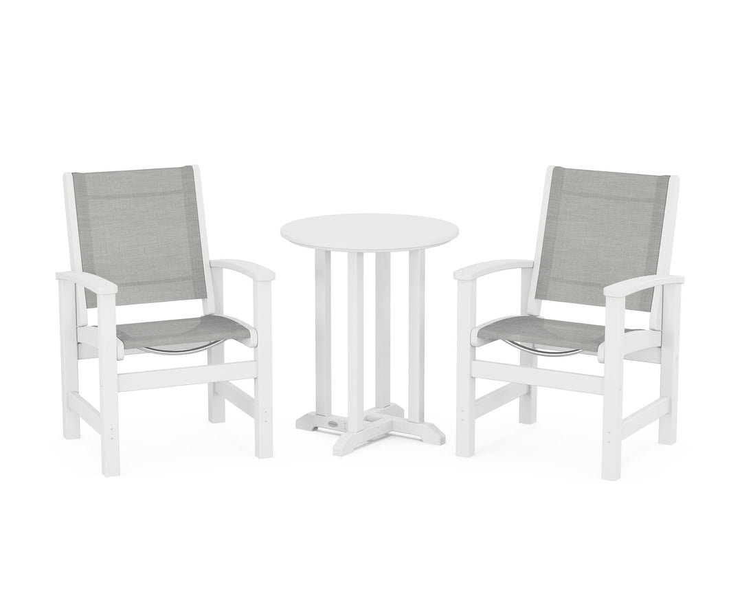 POLYWOOD® Coastal 3-Piece Round Bistro Dining Set