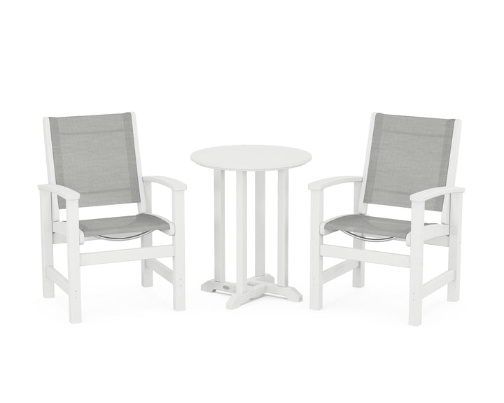 POLYWOOD® Coastal 3-Piece Round Bistro Dining Set