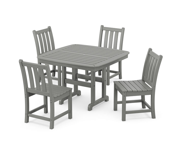 POLYWOOD® Traditional Garden Side Chair 5-Piece Dining Set with Trestle Legs