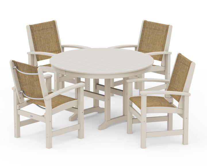POLYWOOD® Coastal 5-Piece Round Farmhouse Dining Set