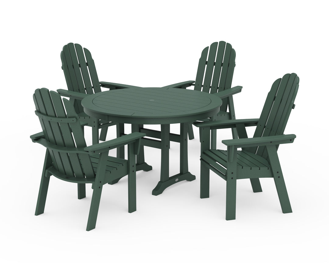 POLYWOOD® Vineyard Curveback Adirondack 5-Piece Nautical Trestle Dining Set