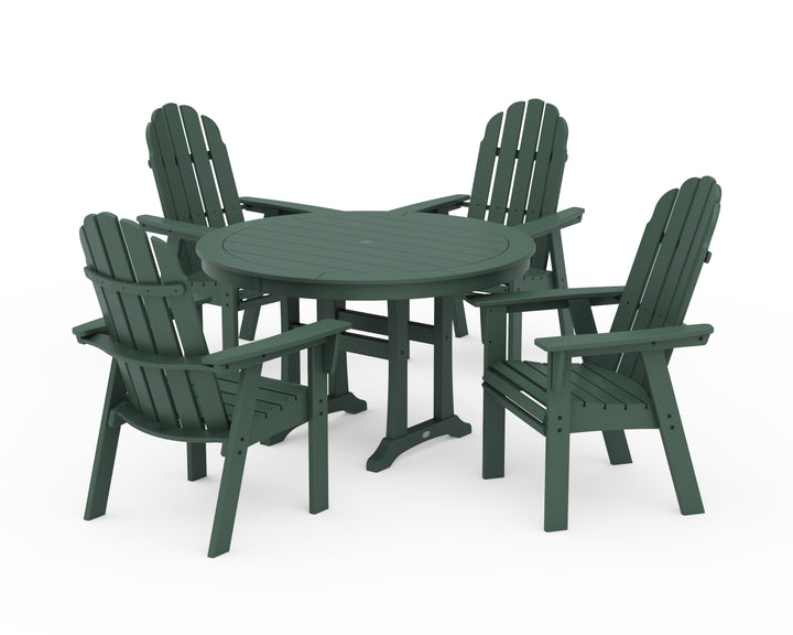 POLYWOOD® Vineyard Curveback Adirondack 5-Piece Nautical Trestle Dining Set
