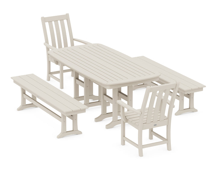 POLYWOOD® Vineyard 5-Piece Dining Set with Benches