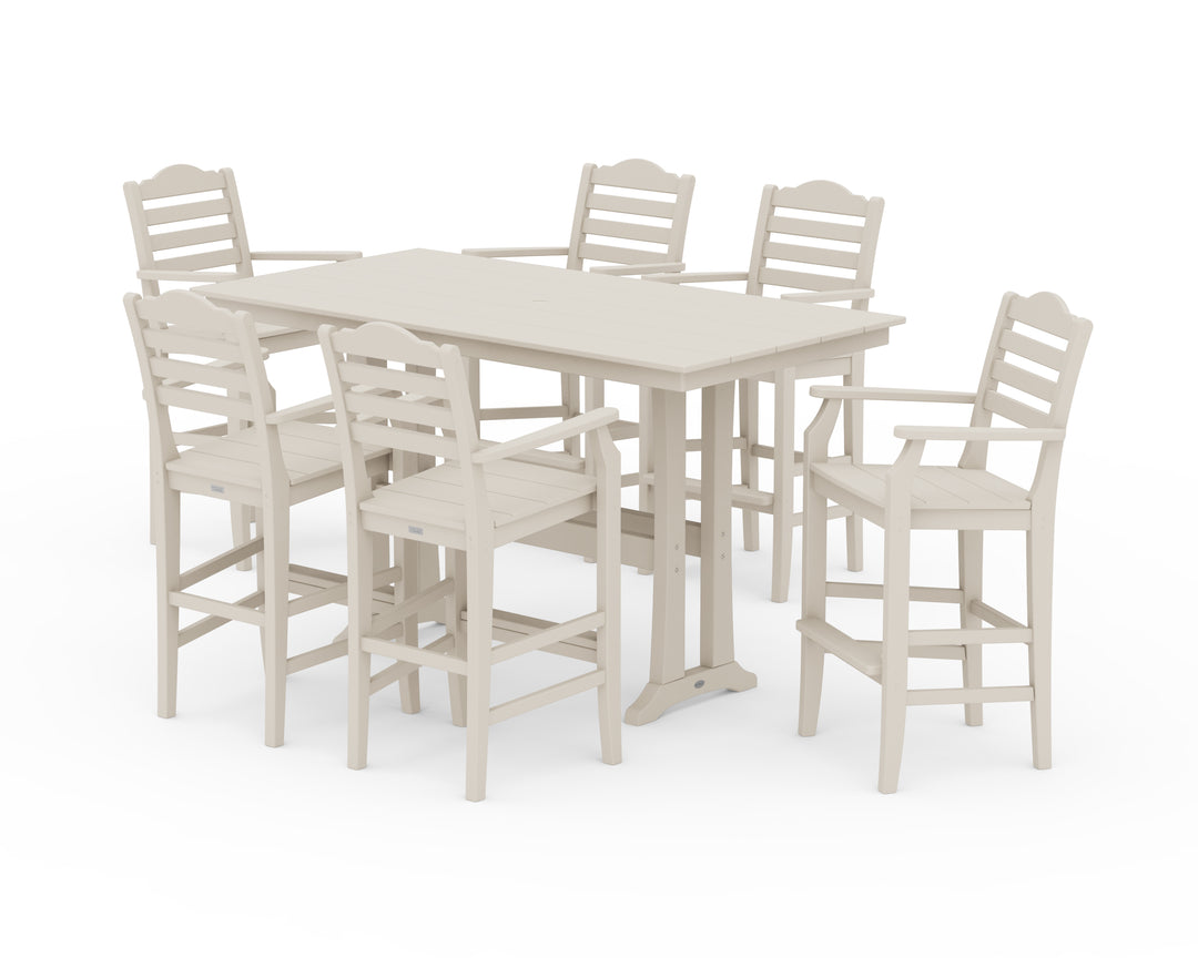 Draper James™ by  POLYWOOD® Savannah Arm Chair 7-Piece Farmhouse Bar Set with Trestle Legs