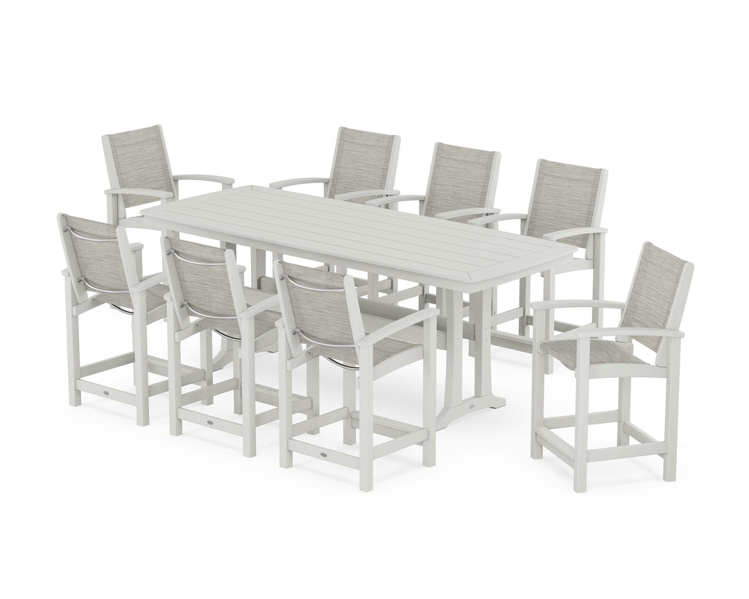 POLYWOOD® Coastal 9-Piece Counter Set with Trestle Legs
