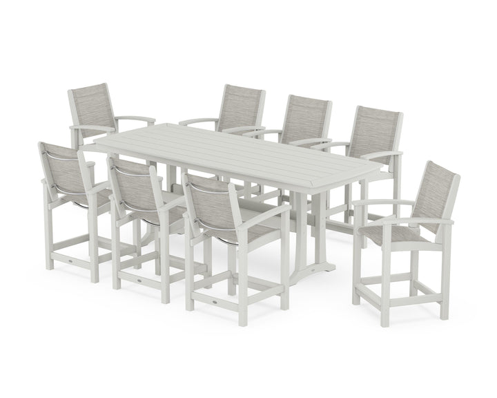 POLYWOOD® Coastal 9-Piece Counter Set with Trestle Legs