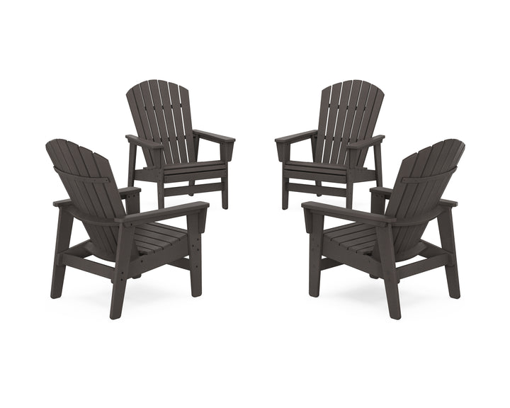 POLYWOOD® 4-Piece Nautical Grand Upright Adirondack Chair Conversation Set