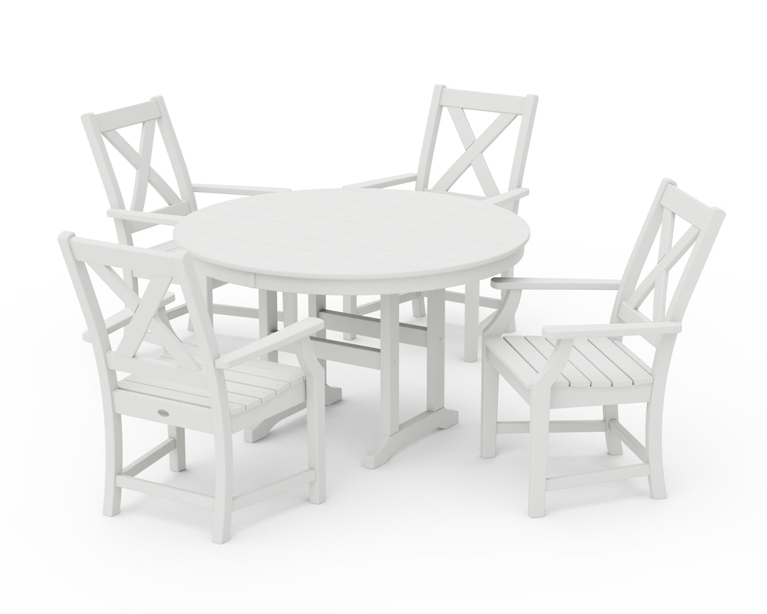 POLYWOOD® Braxton 5-Piece Round Farmhouse Dining Set