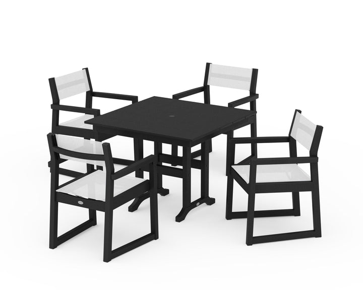 POLYWOOD® EDGE Sling Arm Chair 5-Piece Farmhouse Dining Set