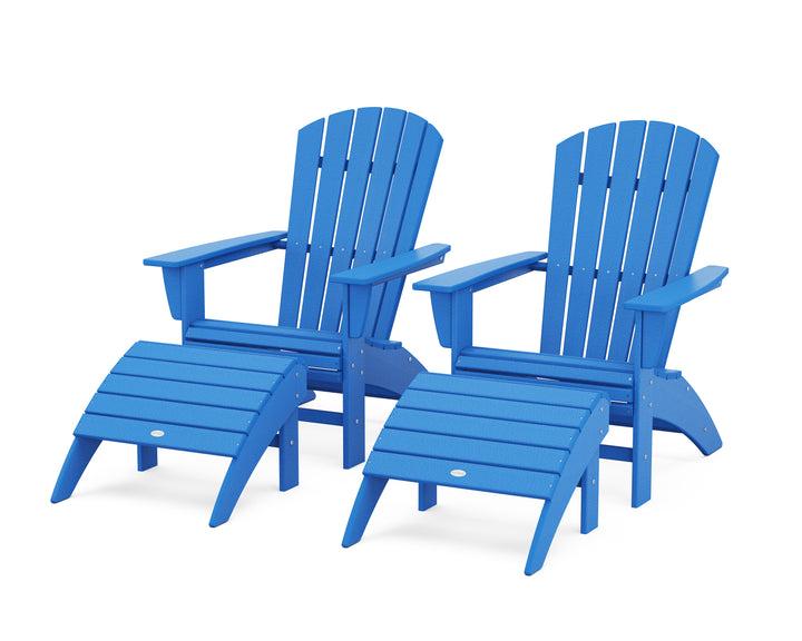 POLYWOOD® Nautical Curveback Adirondack Chair 4-Piece Set with Ottomans