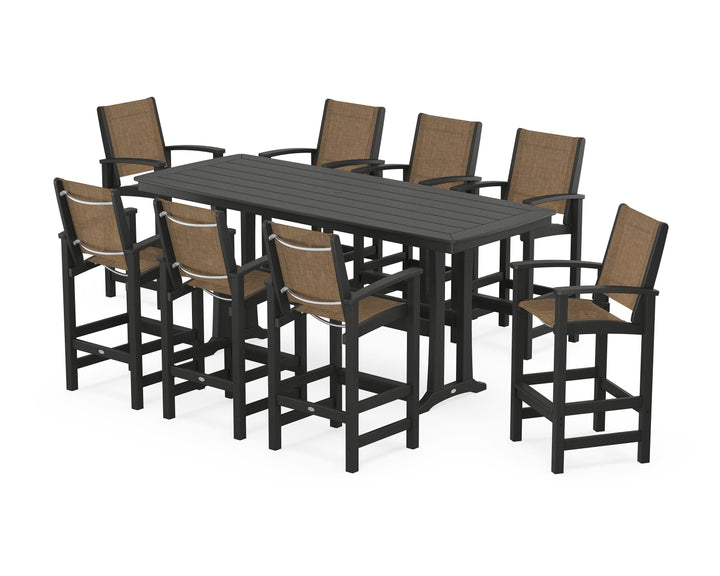 POLYWOOD® Coastal 9-Piece Bar Set with Trestle Legs