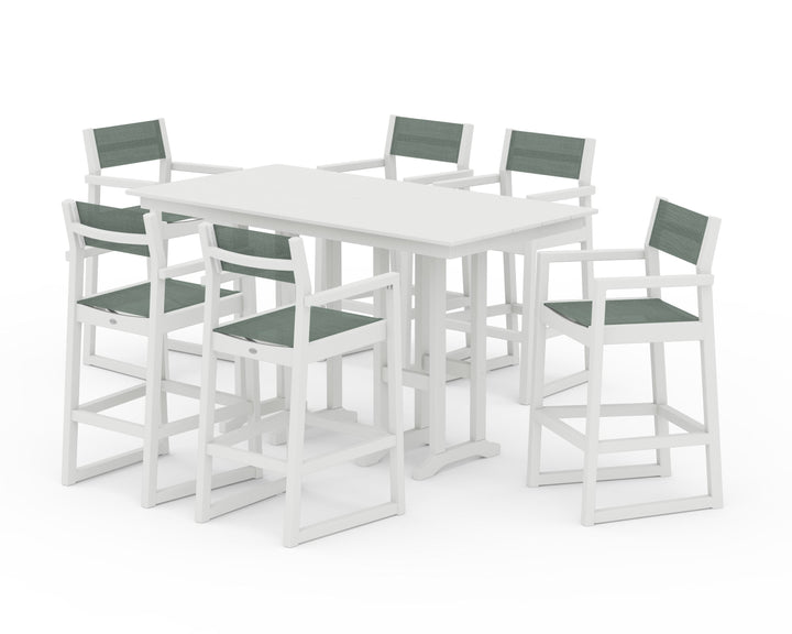 POLYWOOD® EDGE Sling Arm Chair 7-Piece Farmhouse Bar Set