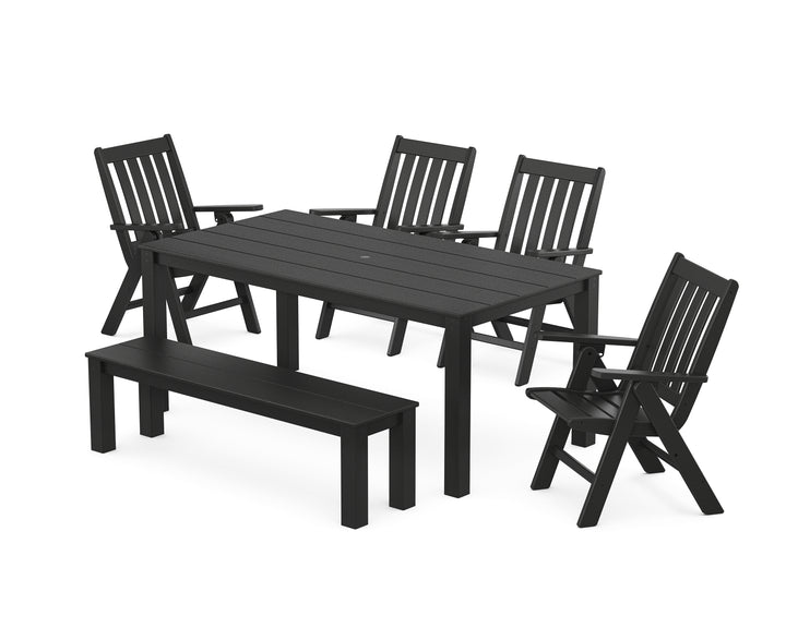 POLYWOOD® Vineyard Folding Chair 6-Piece Parsons Dining Set with Bench