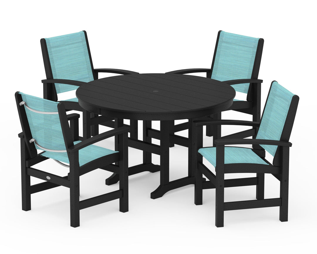 POLYWOOD® Coastal 5-Piece Round Farmhouse Dining Set