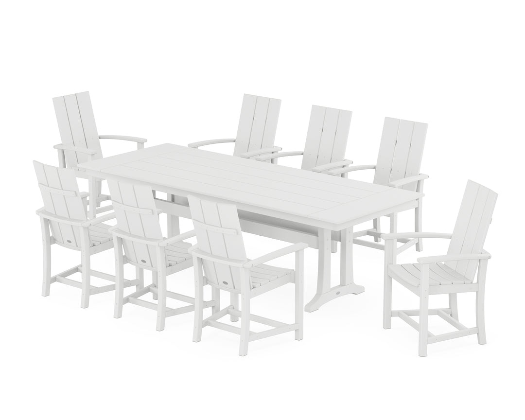 POLYWOOD® Modern Adirondack 9-Piece Farmhouse Dining Set with Trestle Legs