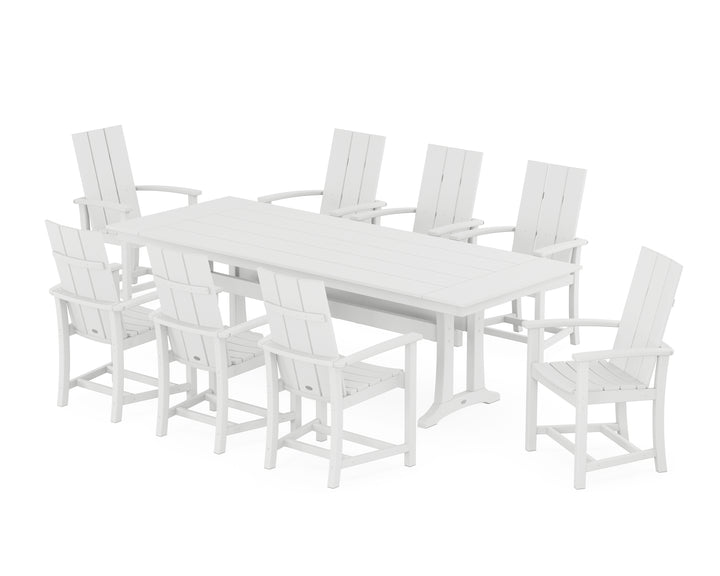 POLYWOOD® Modern Adirondack 9-Piece Farmhouse Dining Set with Trestle Legs